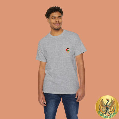 Palestine Location Pin Icon Unisex Heavy Cotton Pocket Tee
