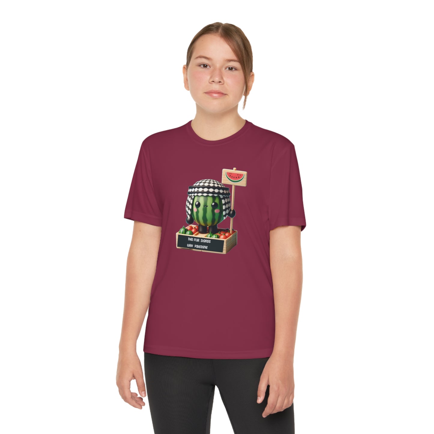 Youth "this fruit stand with Palestine" watermelon Competitor Tee