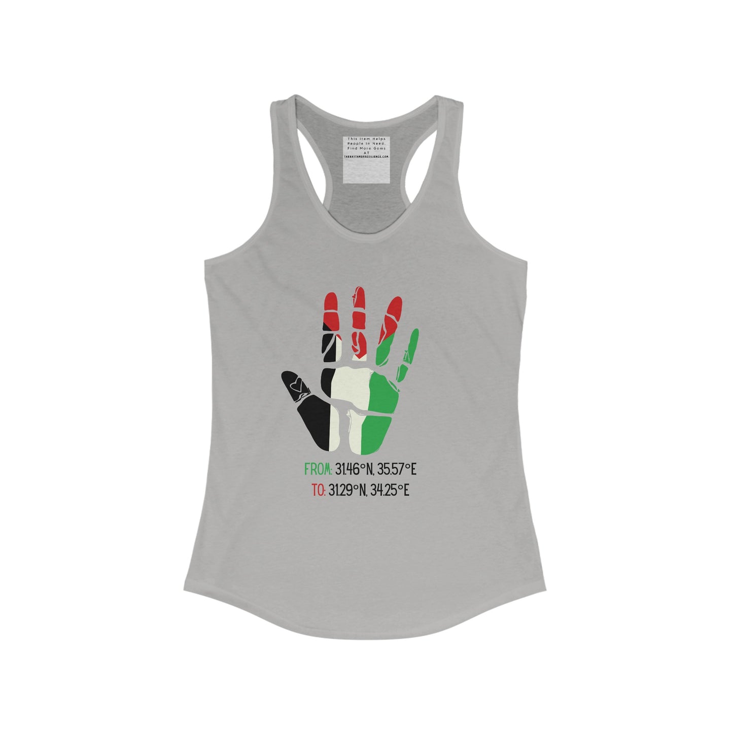 Free Palestine coordinates  Women's Ideal Racerback Tank