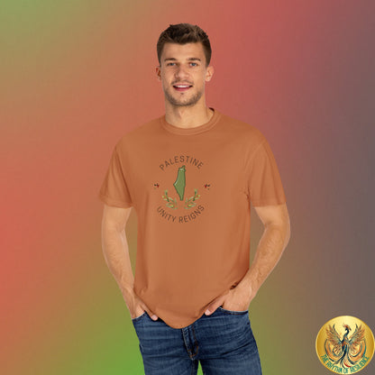Palestine spring olive branch unity Unisex heart flag solidarity Garment-Dyed T-shirt