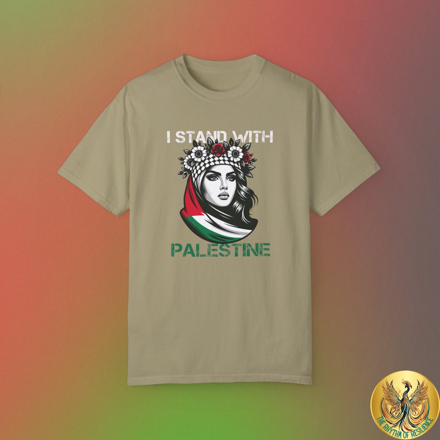 Unisex Garment-Dyed T-shirt, Palestine Flag, Resist, Arabic, Support the Cause in Style, Kuffiyeh, Keffiyeh, Resistance, Free Palestine