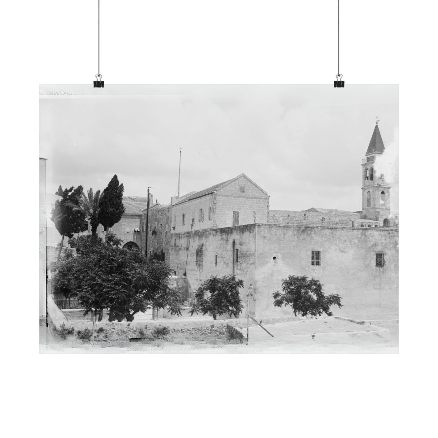 The Church of the Annunciation (AL-BUSHARAH) in Nazareth Palestine 1898 Matte Horizontal Posters. vintage Palestine