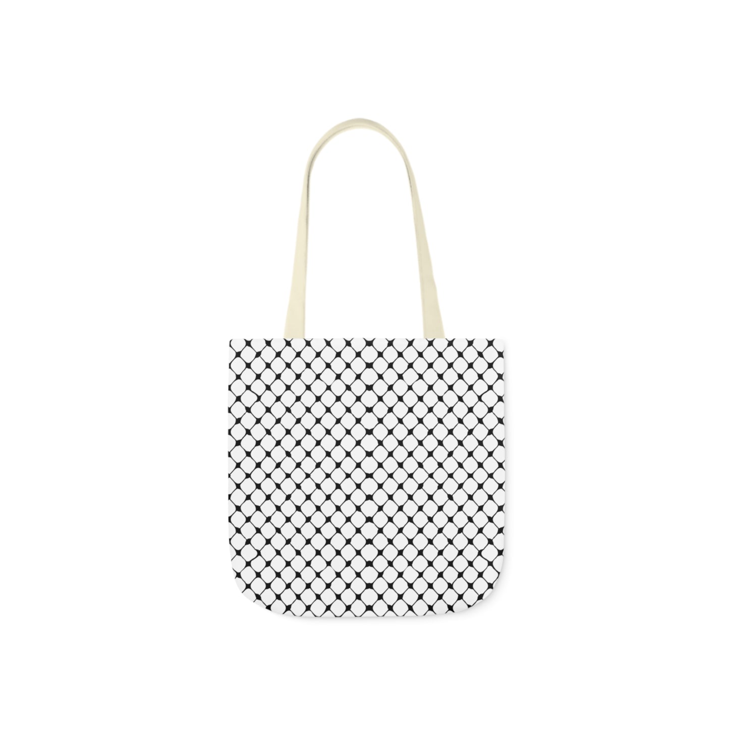Black and white Kufiyah keffiyeh print Canvas Tote Bag, 5-Color Straps