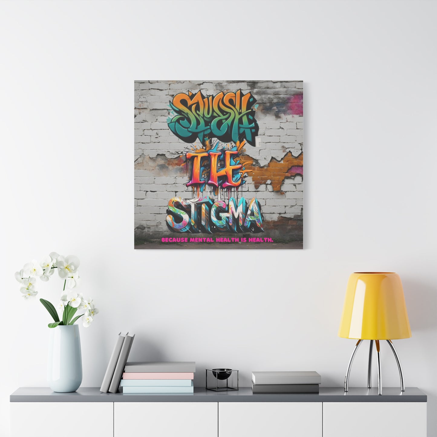 Squash the Stigma, Mental Health Awareness Matte Canvas, Stretched, 1.25"