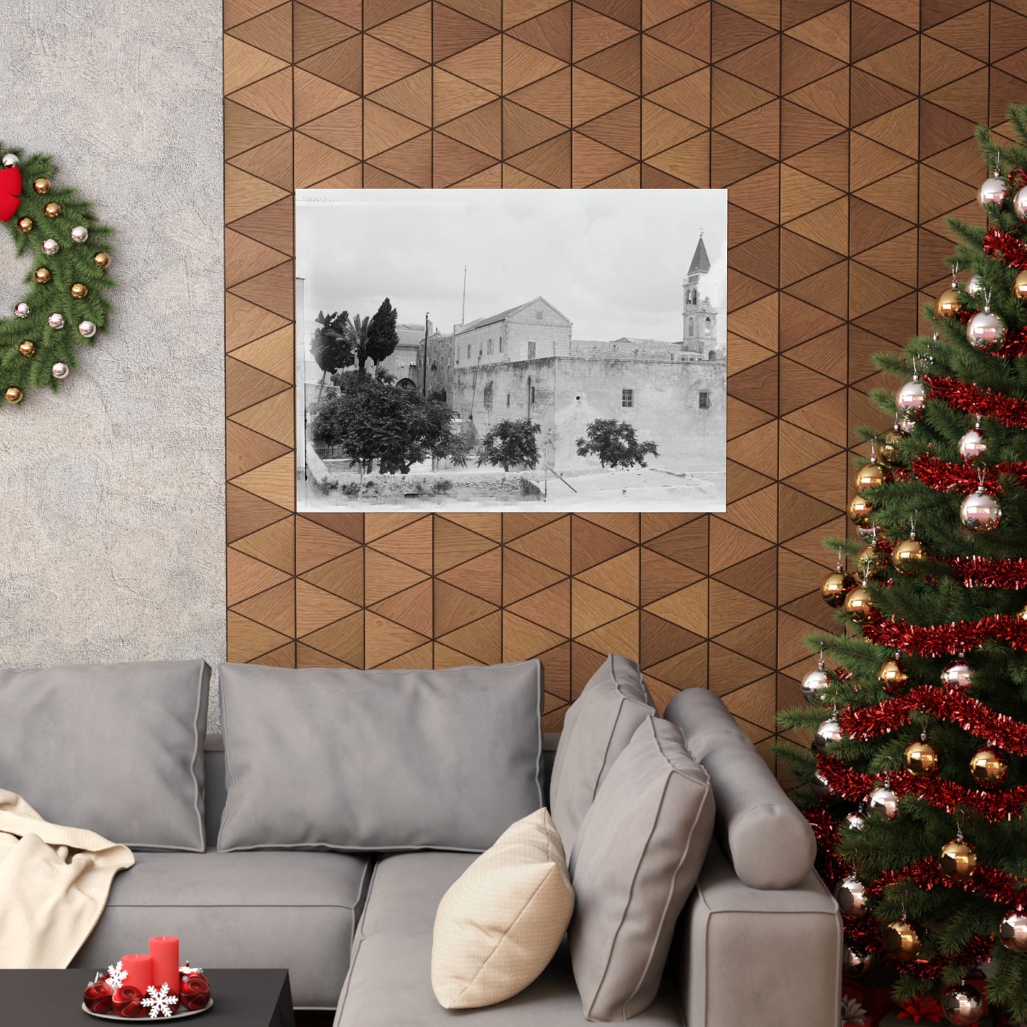 The Church of the Annunciation (AL-BUSHARAH) in Nazareth Palestine 1898 Matte Horizontal Posters. vintage Palestine