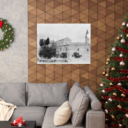 The Church of the Annunciation (AL-BUSHARAH) in Nazareth Palestine 1898 Matte Horizontal Posters. vintage Palestine
