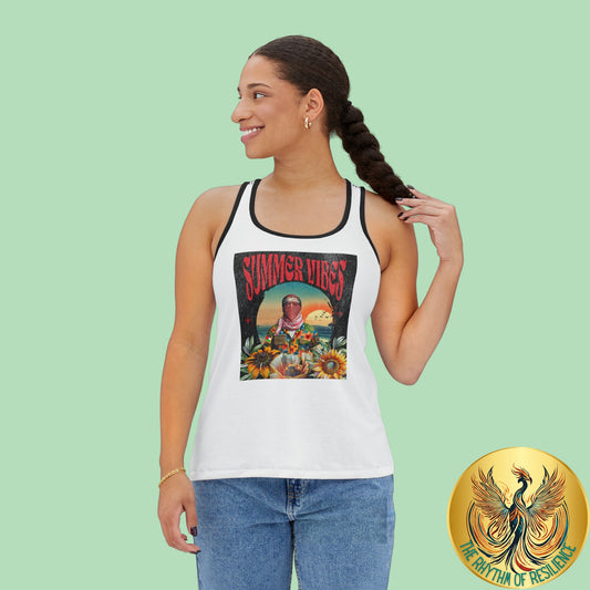 Summer Vibes Black and White Kufiyah keffiyeh Print accents Women's Tank Top (AOP)