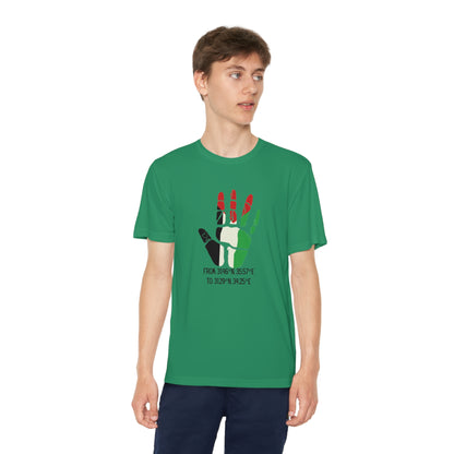 Youth from the Jordan to the Mediterranean coordinates Competitor Tee. Palestine will be Free!
