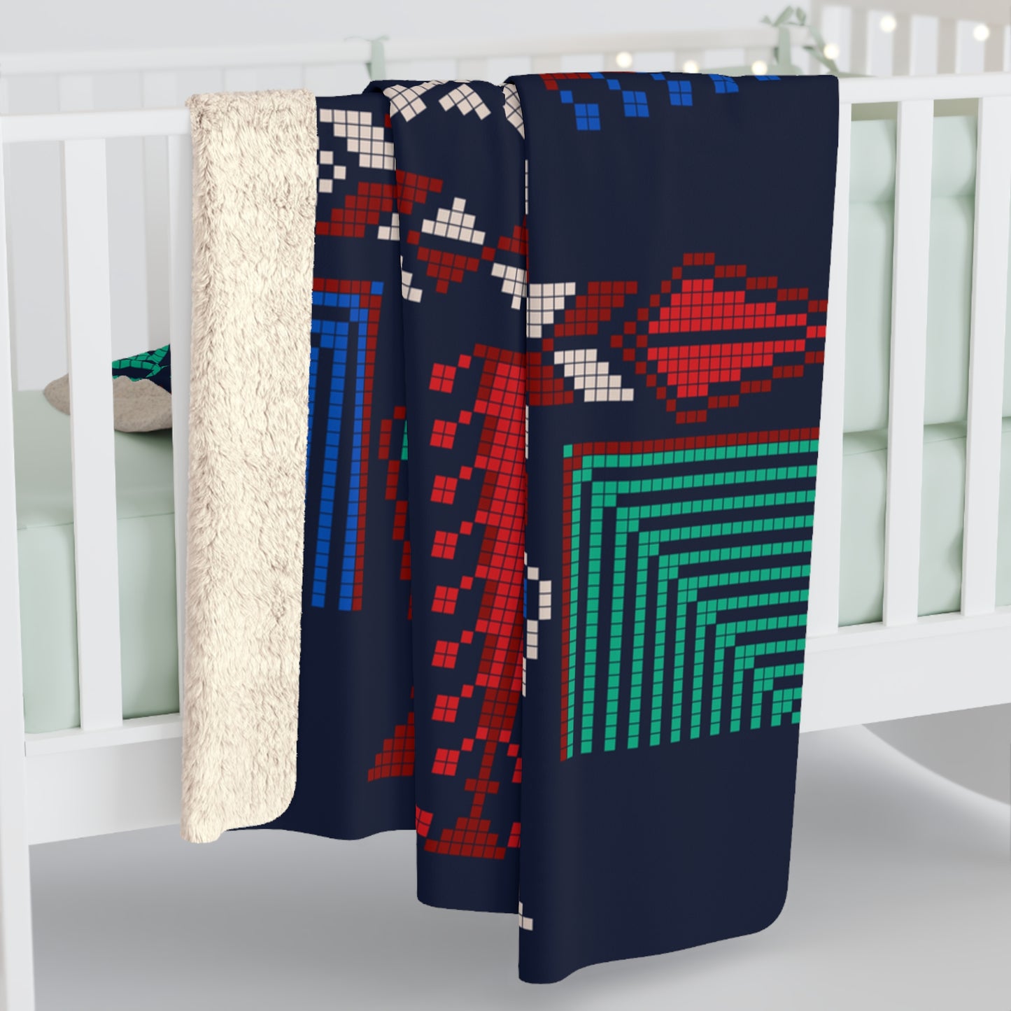 Sherpa Fleece Blanket, Tatreez design