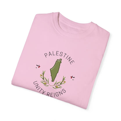 Palestine spring olive branch unity Unisex heart flag solidarity Garment-Dyed T-shirt
