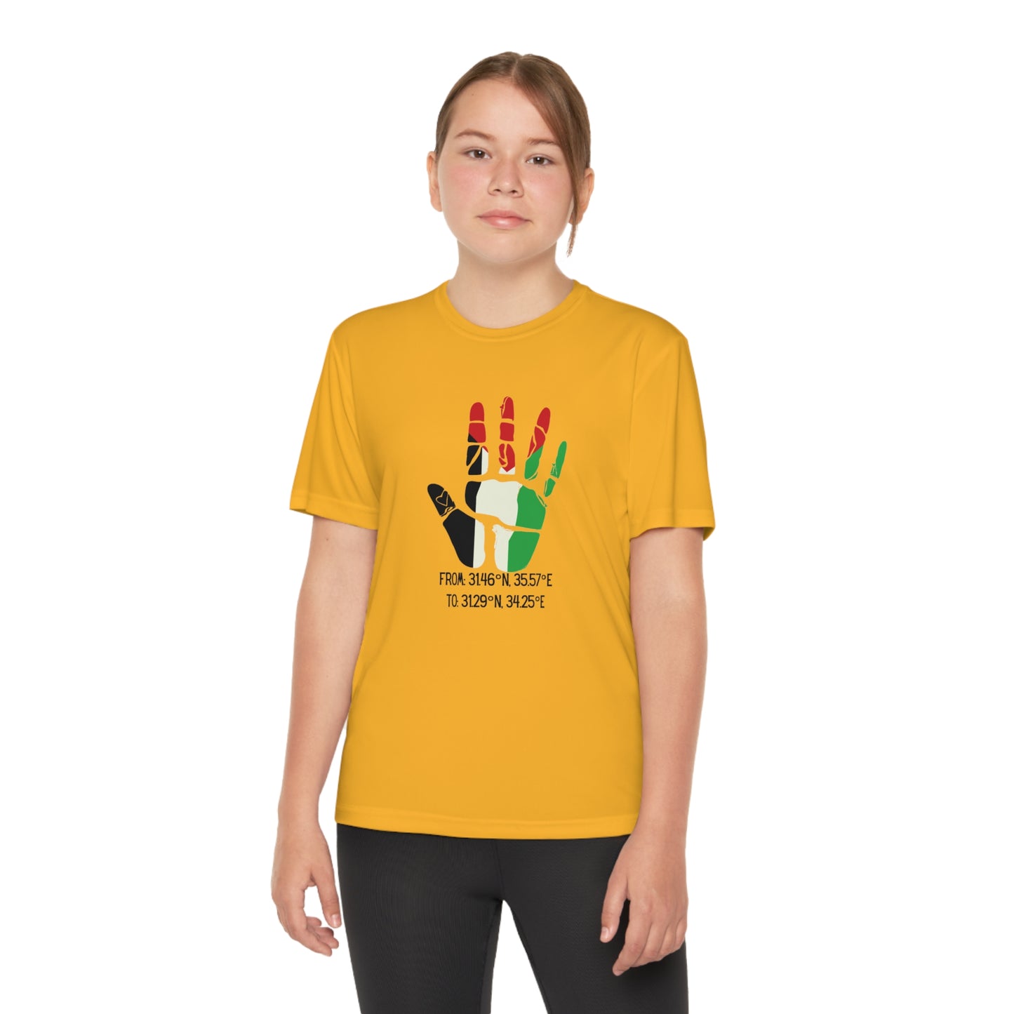 Youth from the Jordan to the Mediterranean coordinates Competitor Tee. Palestine will be Free!