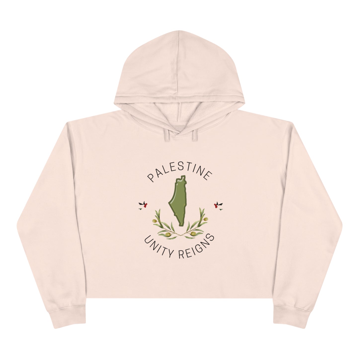 Palestine olive branch unity Crop Hoodie