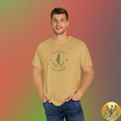 Palestine spring olive branch unity Unisex heart flag solidarity Garment-Dyed T-shirt
