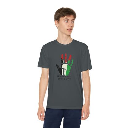 Youth from the Jordan to the Mediterranean coordinates Competitor Tee. Palestine will be Free!