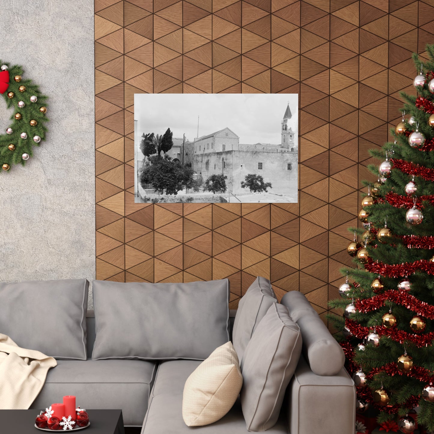 The Church of the Annunciation (AL-BUSHARAH) in Nazareth Palestine 1898 Matte Horizontal Posters. vintage Palestine