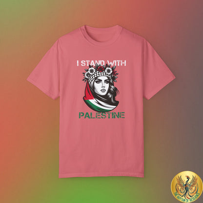 Unisex Garment-Dyed T-shirt, Palestine Flag, Resist, Arabic, Support the Cause in Style, Kuffiyeh, Keffiyeh, Resistance, Free Palestine