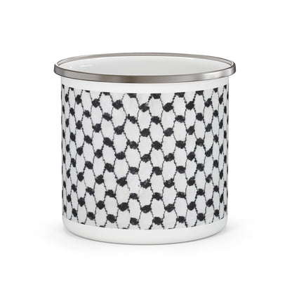 Black and white Kufiyah keffiyeh print Enamel Camping Mug