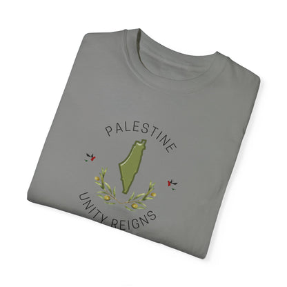 Palestine spring olive branch unity Unisex heart flag solidarity Garment-Dyed T-shirt
