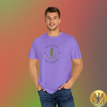 Palestine spring olive branch unity Unisex heart flag solidarity Garment-Dyed T-shirt