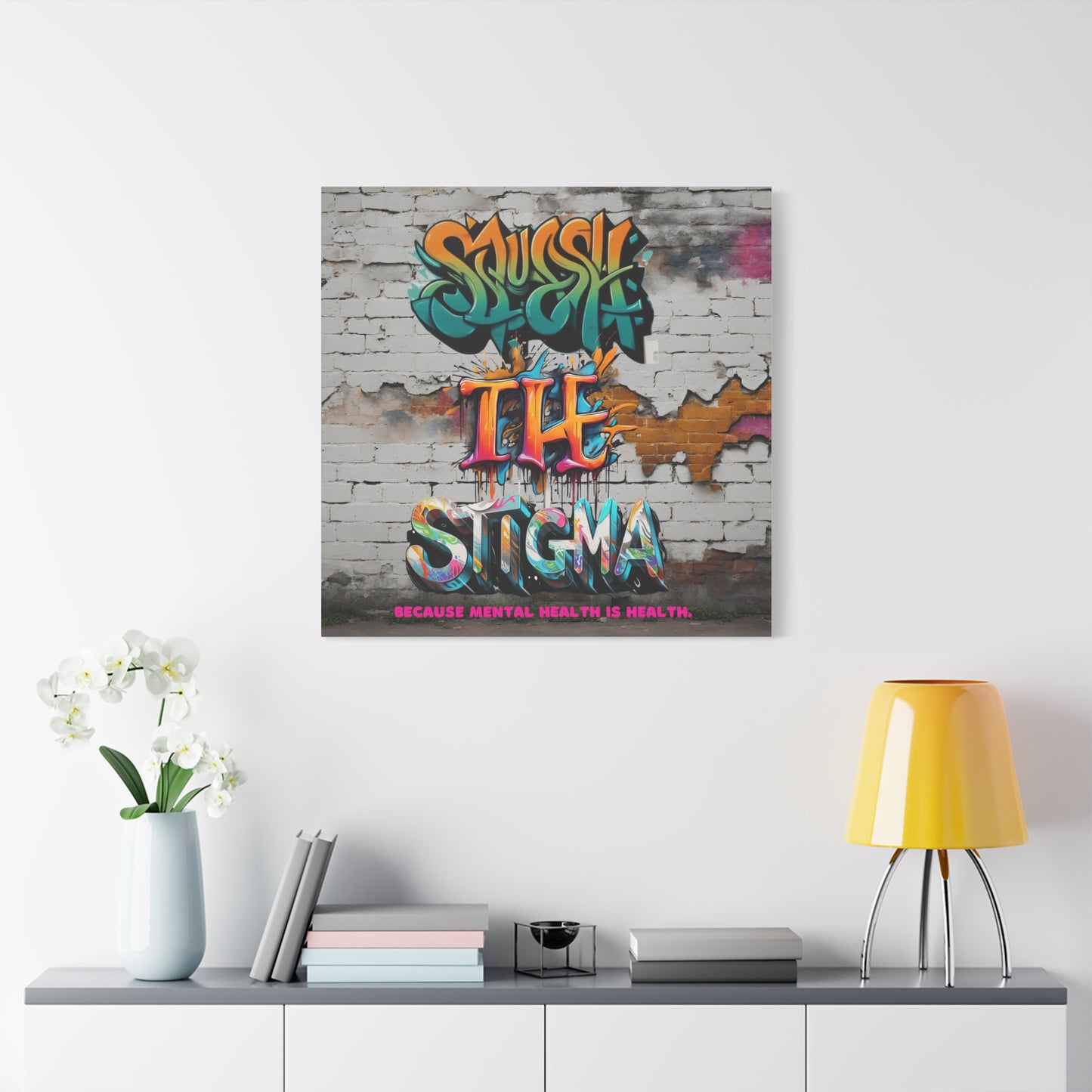 Squash the Stigma, Mental Health Awareness Matte Canvas, Stretched, 1.25"