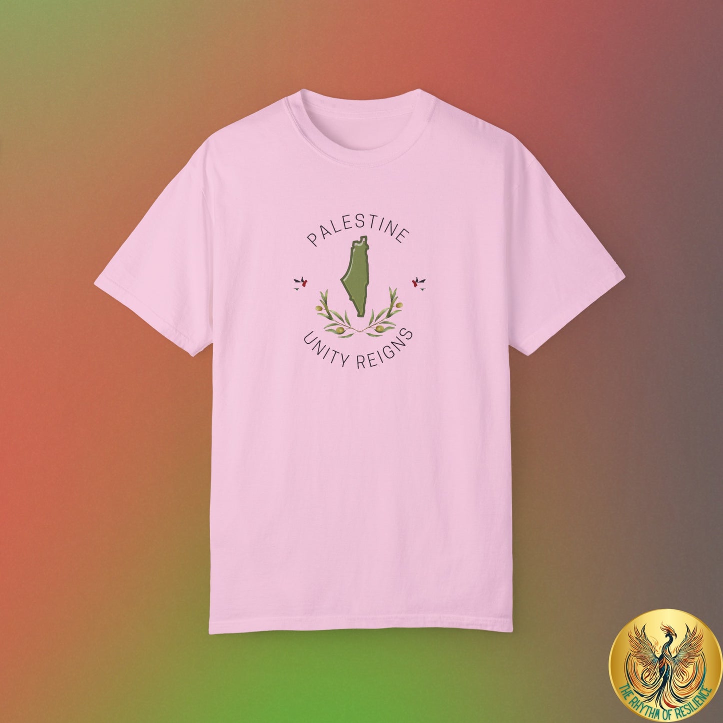 Palestine spring olive branch unity Unisex heart flag solidarity Garment-Dyed T-shirt