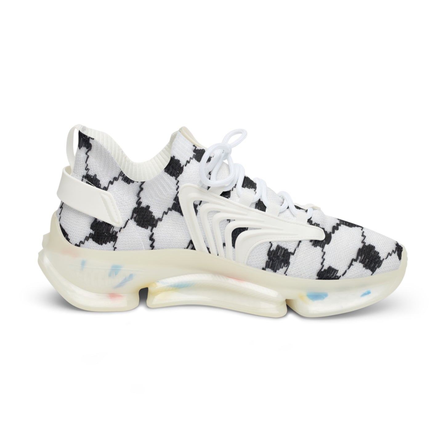 black and white keffiyeh Print Men's Mesh Sneakers