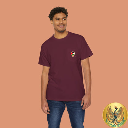 Palestine Location Pin Icon Unisex Heavy Cotton Pocket Tee