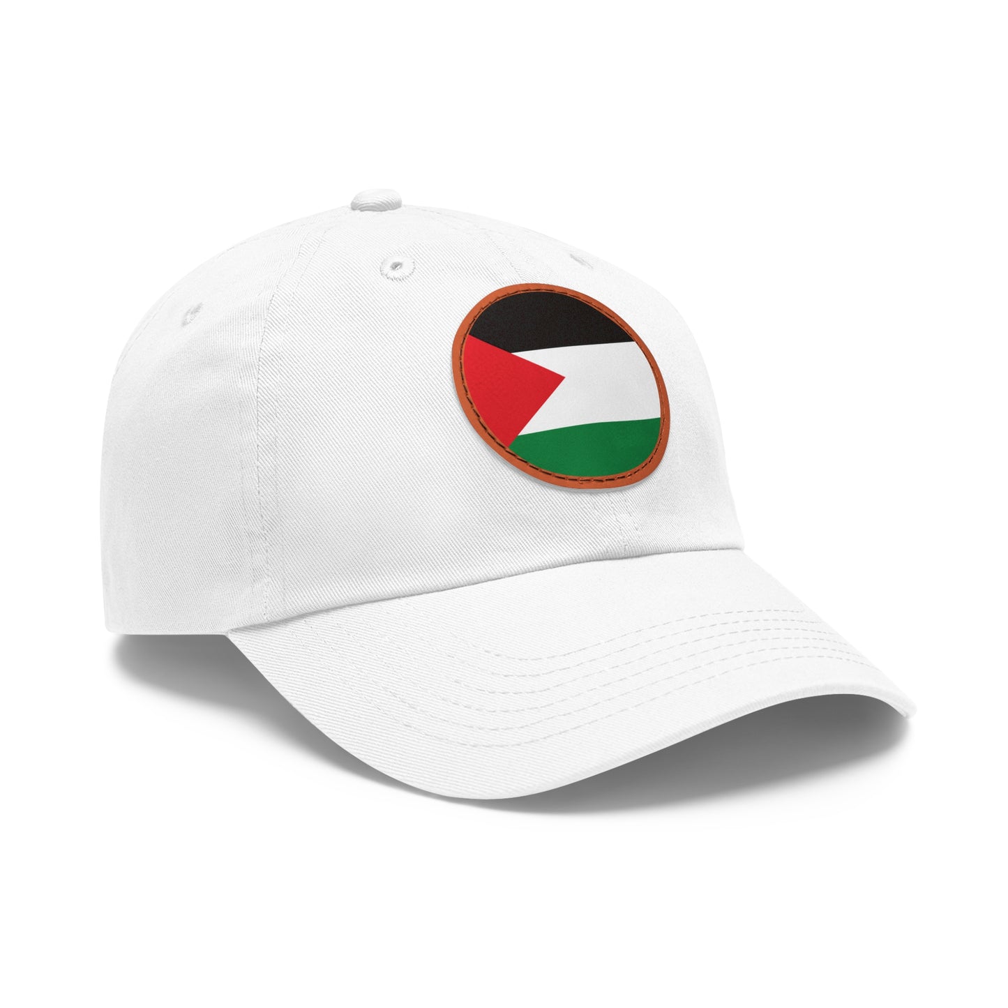 Palestine flag Dad Hat with Leather Patch (Round)
