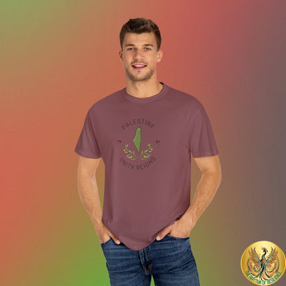 Palestine spring olive branch unity Unisex heart flag solidarity Garment-Dyed T-shirt