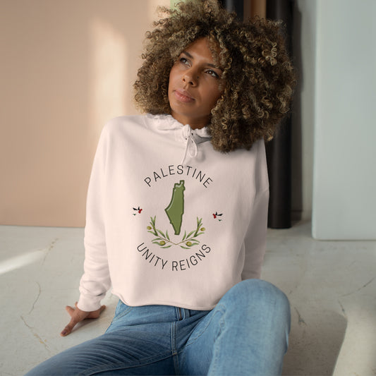 Palestine olive branch unity Crop Hoodie