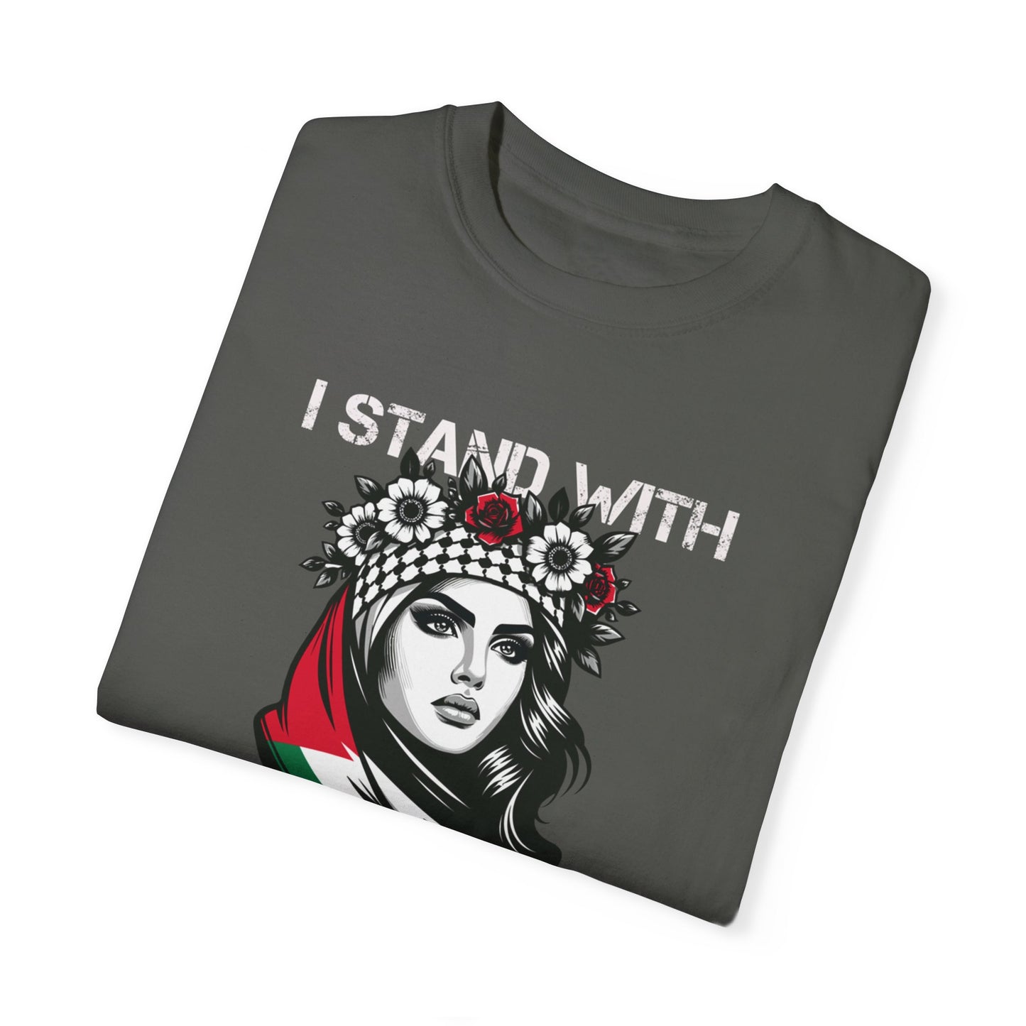 Unisex Garment-Dyed T-shirt, Palestine Flag, Resist, Arabic, Support the Cause in Style, Kuffiyeh, Keffiyeh, Resistance, Free Palestine
