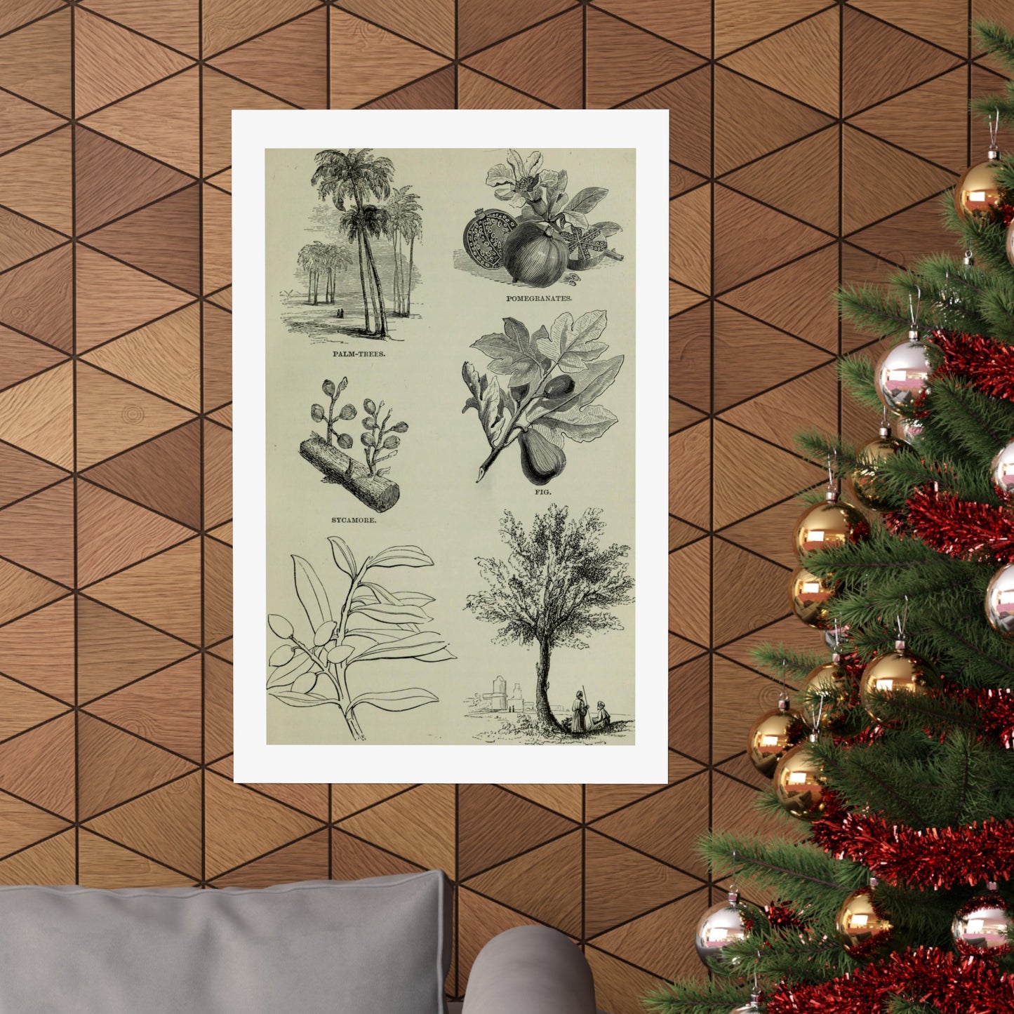 Matte Vertical Posters of various plants and trees mentioned in the Bible that were common in Palestine the Holy Land. Vintage Palestine Art