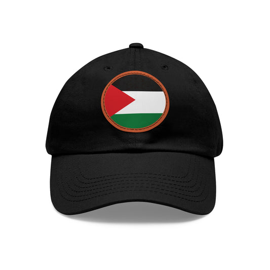 Palestine flag Dad Hat with Leather Patch (Round)