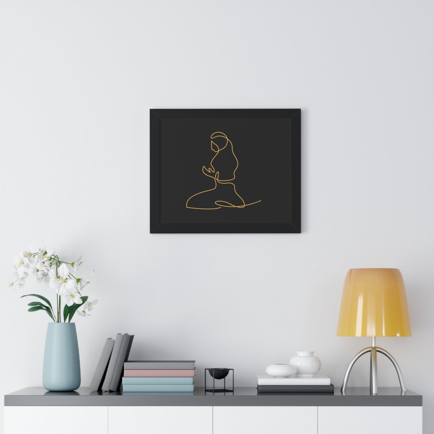 Framed Poster praying, Islam, Islam praying, women praying, Muslim woman, gift, Eid, Ramadan, decor, wall art, minimal art, Islam art