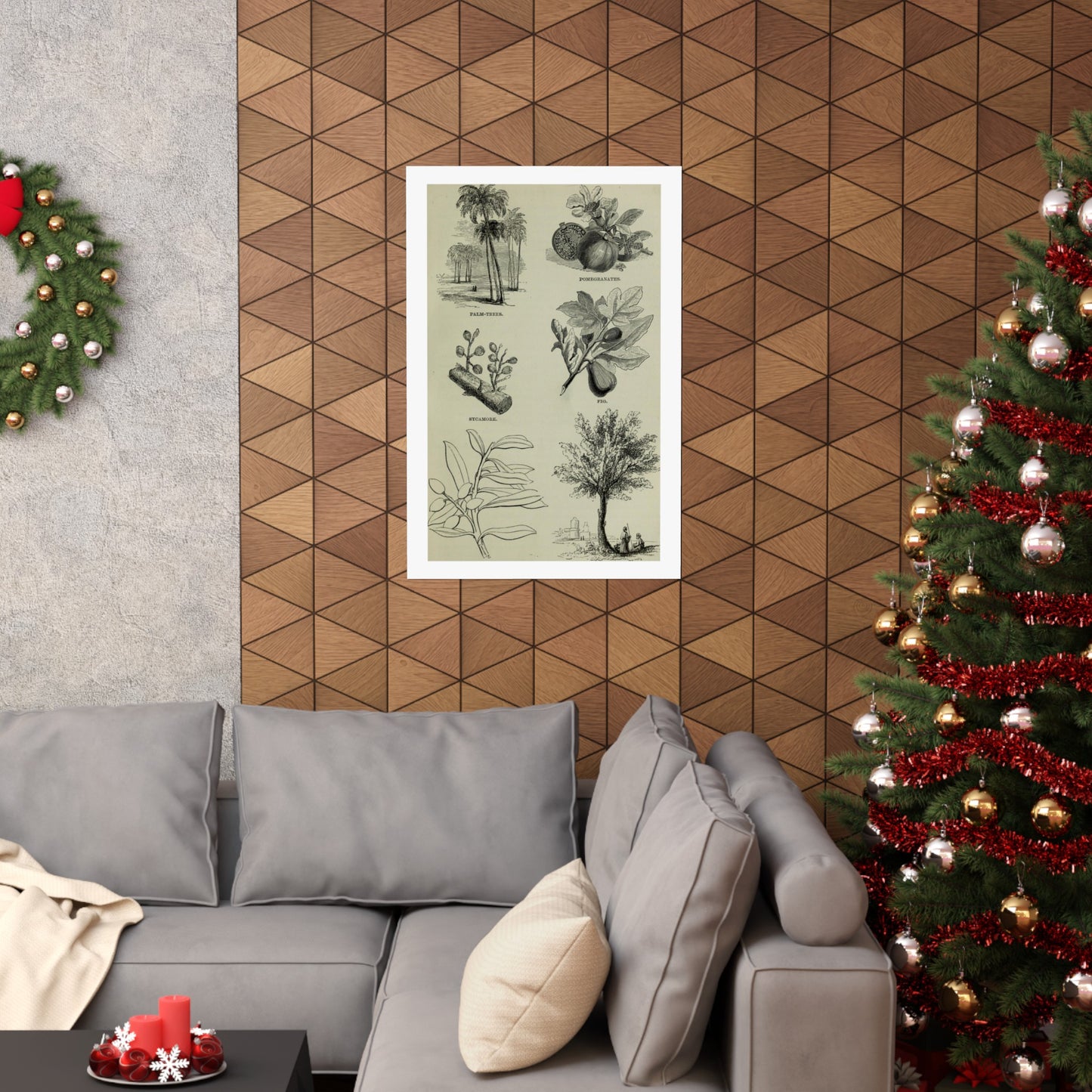 Matte Vertical Posters of various plants and trees mentioned in the Bible that were common in Palestine the Holy Land. Vintage Palestine Art