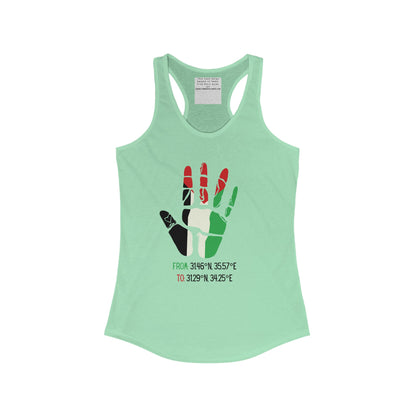 Free Palestine coordinates  Women's Ideal Racerback Tank