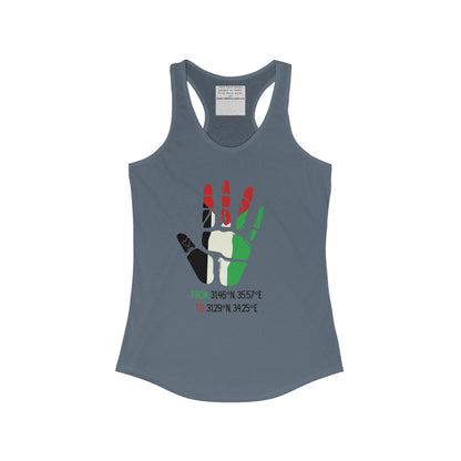 Free Palestine coordinates  Women's Ideal Racerback Tank