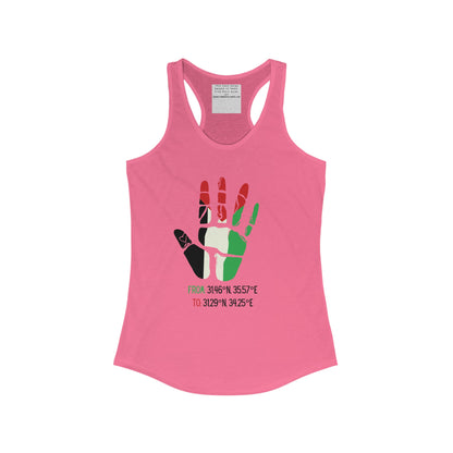Free Palestine coordinates  Women's Ideal Racerback Tank