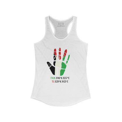 Free Palestine coordinates  Women's Ideal Racerback Tank