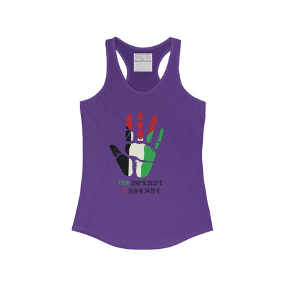 Free Palestine coordinates  Women's Ideal Racerback Tank