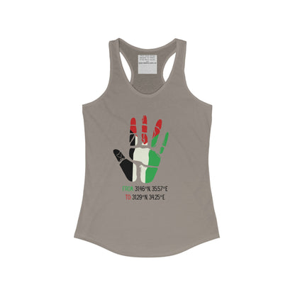 Free Palestine coordinates  Women's Ideal Racerback Tank