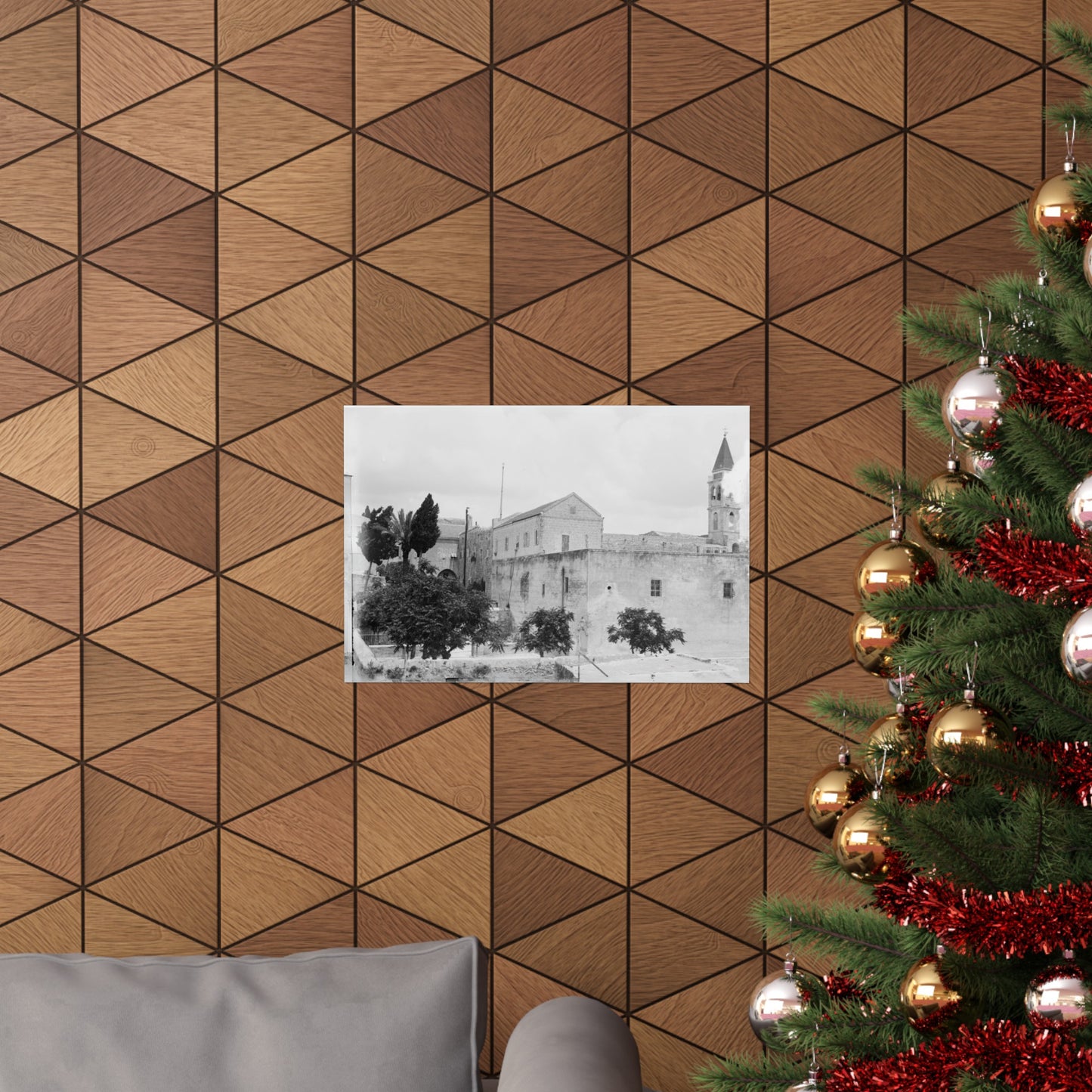 The Church of the Annunciation (AL-BUSHARAH) in Nazareth Palestine 1898 Matte Horizontal Posters. vintage Palestine