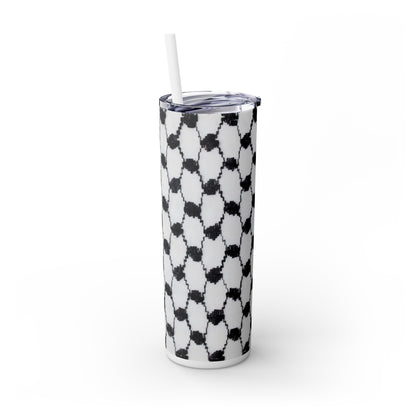 black and white keffiyeh/ kufiyah print Skinny Tumbler with Straw, 20oz