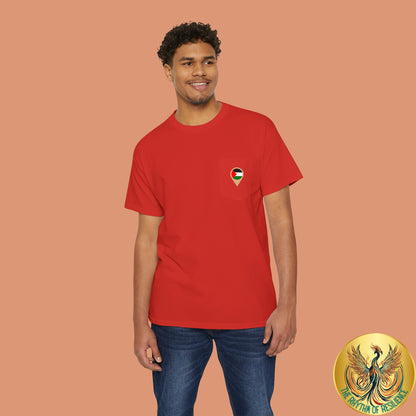 Palestine Location Pin Icon Unisex Heavy Cotton Pocket Tee
