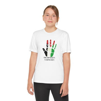 Youth from the Jordan to the Mediterranean coordinates Competitor Tee. Palestine will be Free!