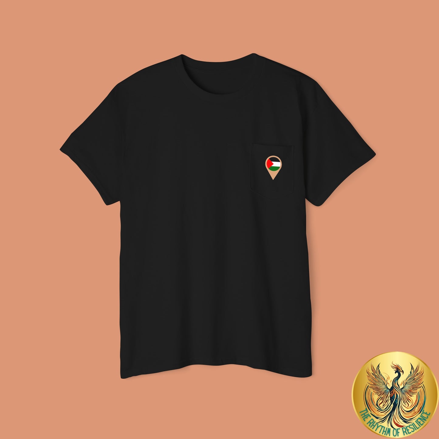 Palestine Location Pin Icon Unisex Heavy Cotton Pocket Tee