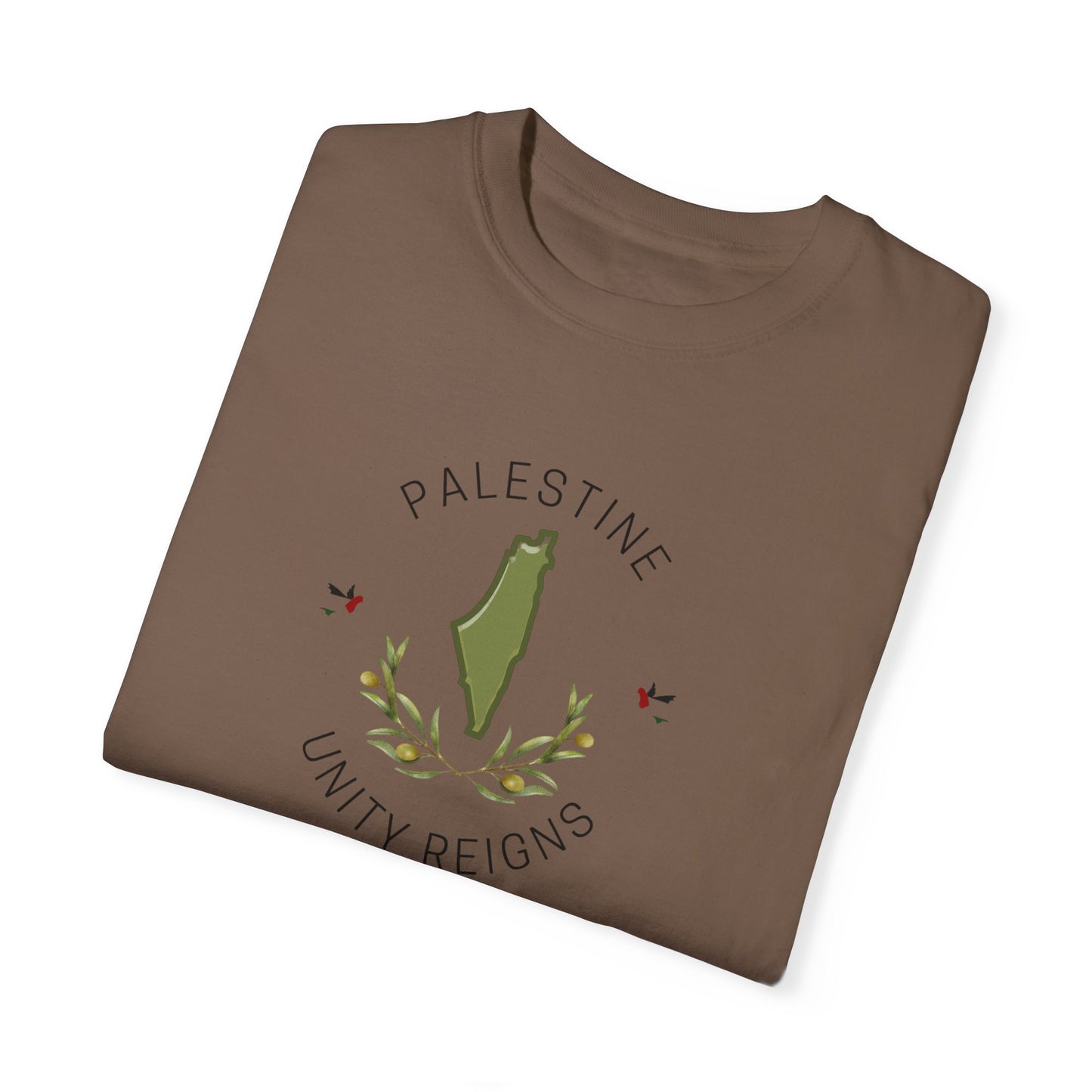 Palestine spring olive branch unity Unisex heart flag solidarity Garment-Dyed T-shirt