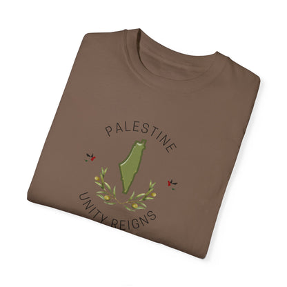 Palestine spring olive branch unity Unisex heart flag solidarity Garment-Dyed T-shirt