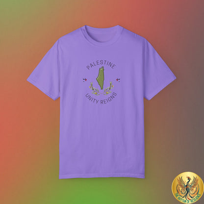 Palestine spring olive branch unity Unisex heart flag solidarity Garment-Dyed T-shirt