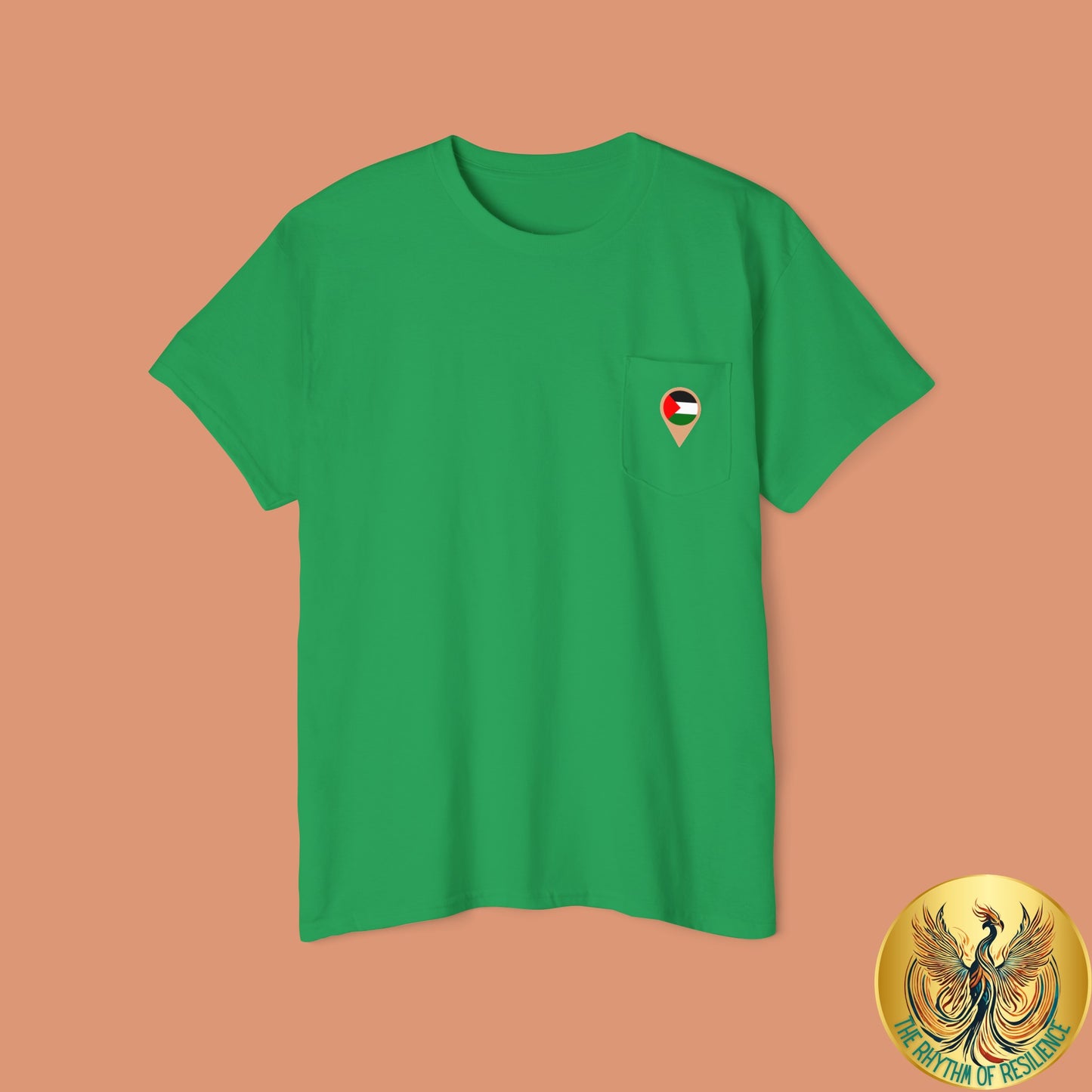 Palestine Location Pin Icon Unisex Heavy Cotton Pocket Tee